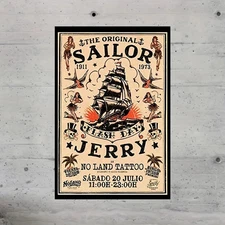 Vintage Sailor Jerry Tin Metal Signs Home Décor 8x12 Nautical Frameless Metal W