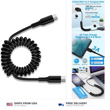 USB C Coiled Car Charger Cable 3ft Retractable for 16 15