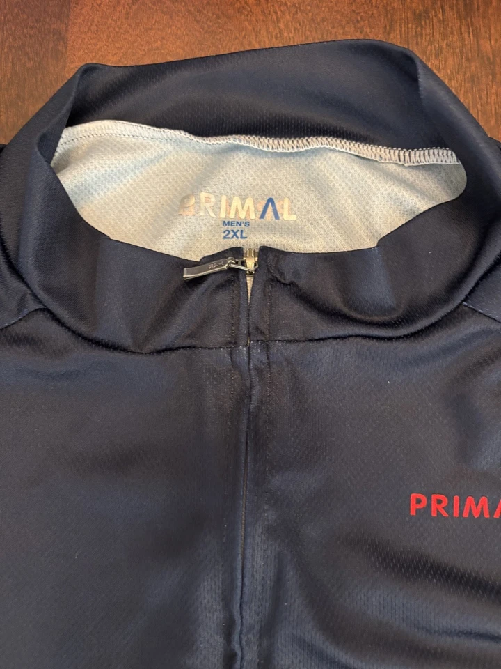 Camiseta masculina de ciclismo Primal Wear sólida azul marinho corte esportivo 2XL zíper completo - Imagem 3 de 4