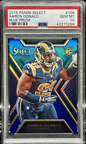 Aaron Donald PSA 10 - 2014 Select #106 BLUE /50 Rookie RC - GOAT DT - Pop 5 - Picture 3 of 4