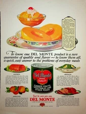 Original 1929 Vintage print Ad: Del-Monte Brand Quality Canned Fruits & Vegies