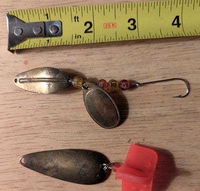2 Vintage Pike/Walleye Lures: Weight Forward Spinner and Brass Spoon