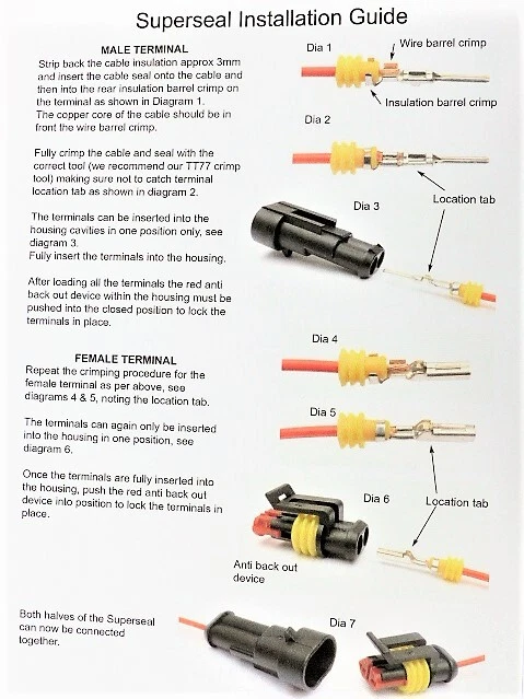 AMP 1 2 3 4 5 6 Way Pin Superseal Electrical Automotive Waterproof Connector Kit - Image 2 of 2