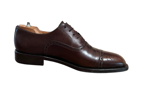 Salvatore Ferragamo Men’s Brown Leather Cap-toe Lace-up Shoes Size 9.5 - Picture 3 of 10