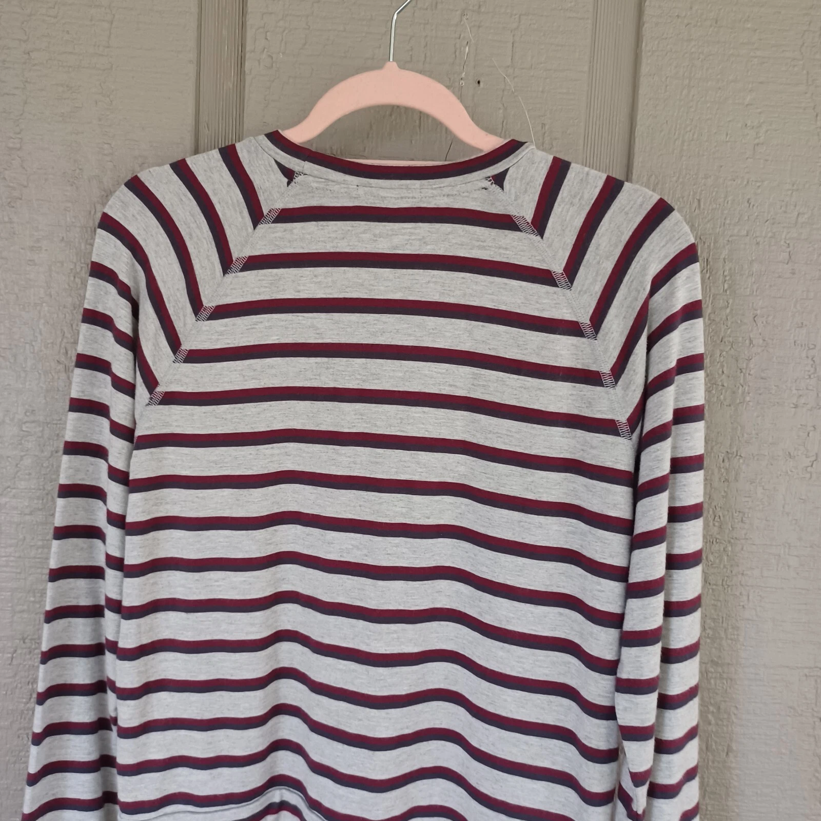 beyond-yoga stripe pullover athleisure stretch long raglan sleeve shirt