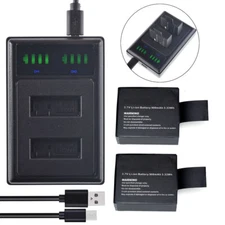 2x Battery +USB Charger for SJCAM GeekPro ABLEGRID SJCAM SJ4000 SJ5000 SJ6000