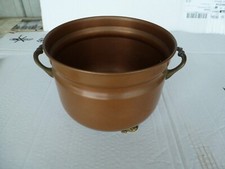 CACHE POT ANCIEN EN CUIVRE AVEC ANSES ET 3 PIEDS LOUIS XV