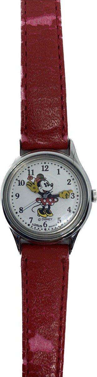 Vintage Disney Lorus Minnie Mouse Watch with Red Leather Strap Vintage Lorus Disney Minnie Mouse Wrist Watch Women main image 4
