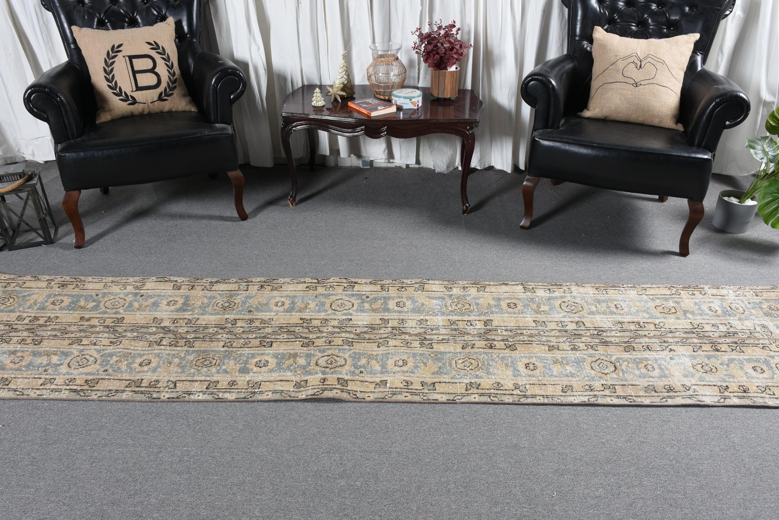 2.1x10.3 ft Runner Rug, Kitchen Rug, Neutral Rugs, Vintage Rug, Turkish Rugs