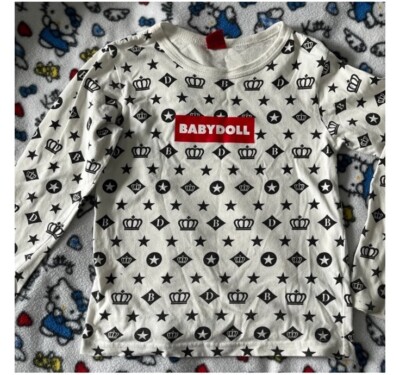 Japan BABYDOLL Monogram Shirt Kawaii Y2K Mezzo Piano Angel Blue 140