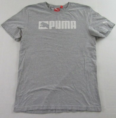 PUMA Sport Lifestyle Big Spellout Workout Gray SS T Shirt Size S