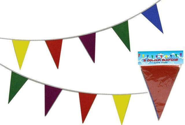 COLOUR BUNTING 20 FLAGS Wedding Birthday Fete Event Party Decoration - 10 Meters