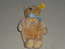 VINTAGE STEIFF JOINTED CLASSIC TEDDY BEAR W BLUE RIBBON TAG 0201/18 MOHAIR RARE
