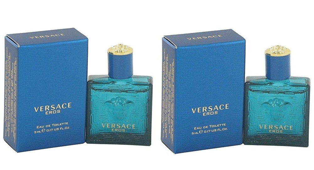 PACK OF 2* VERSACE EROS Cologne Mini 0.17 oz 5 ml Eau de Toilette Splash for Men