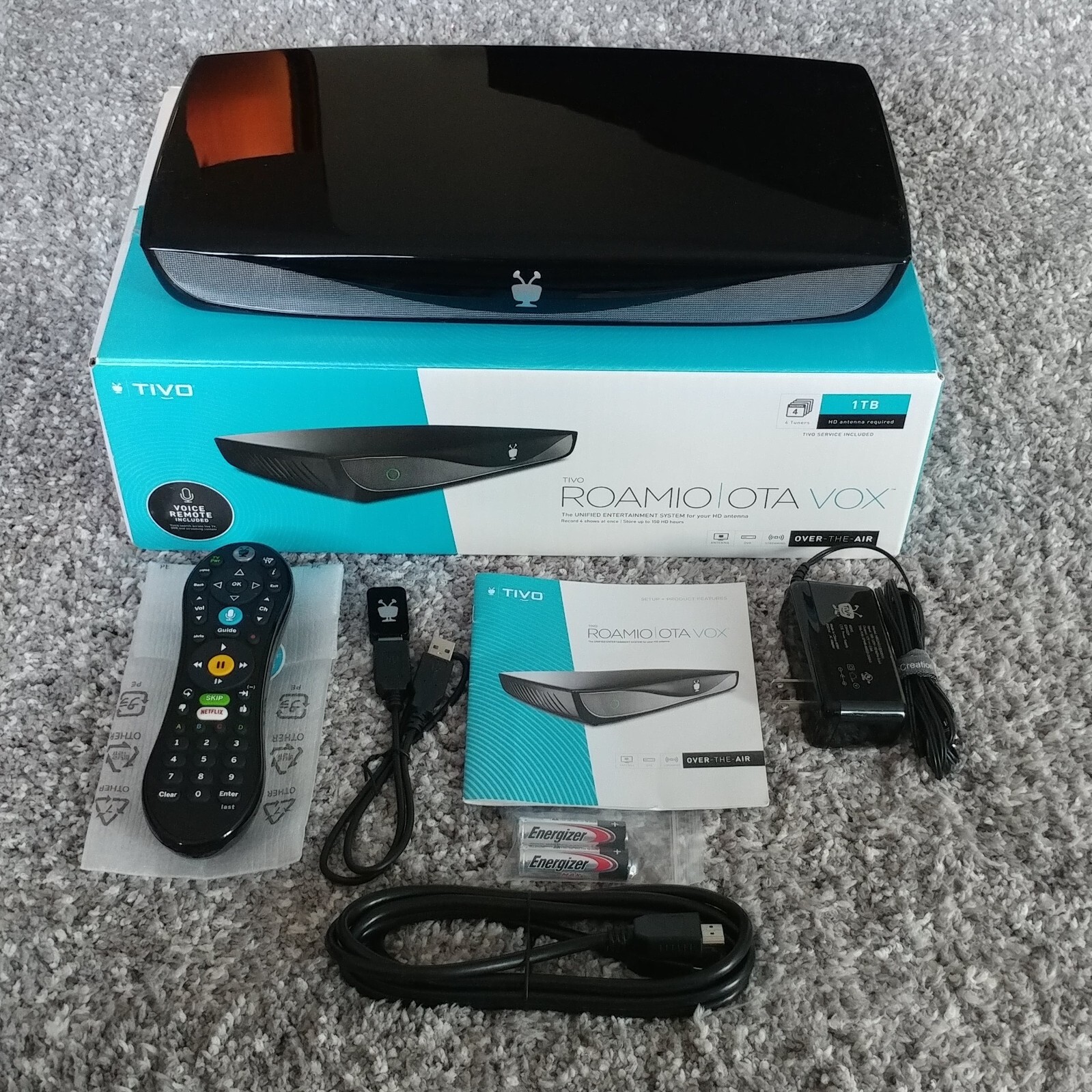 TiVo Roamio OTA VOX LIFETIME SERVICE 1TB 1000GB 155 hour HD