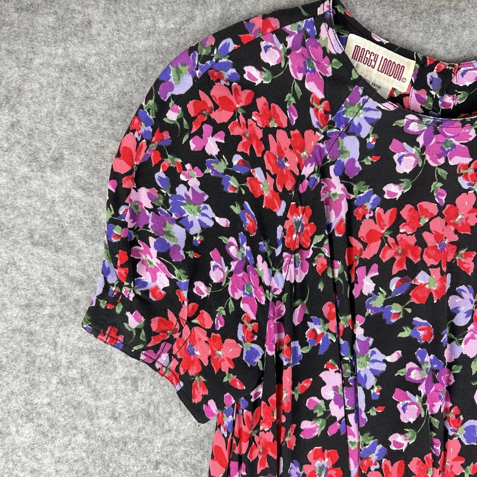 Maxi Vestido De Colección Maggy London Para Mujer 6 Floral Pradera Romántico Y2K Bolsillos Caprichosos Foto 3 de 4