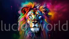 Digital Image Picture Wallpaper Background Desktop AI Art Colorful Lion Portrait