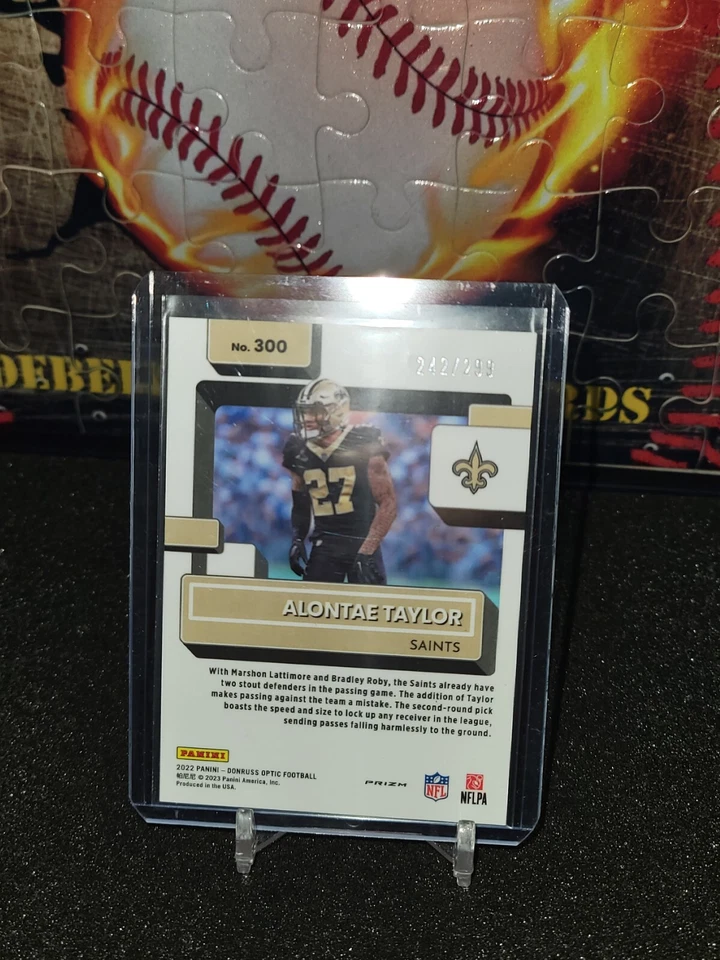 2022 Panini Donruss Optic Rated Aqua Prizm /299 Alontae Taylor #300 Rookie RC - Image 2 of 2