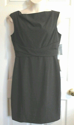 NEW Donna Ricco Brown Knee Length Lined Sleeveless Sheath Dress Career Dressy 16