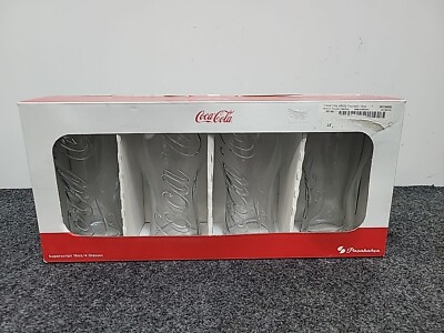 Unique Pasabahce 16oz Coca Cola Infinity Fountain Superscript Glass Set of 4