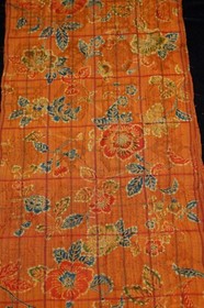 f-515 vintage wool blend kimono fabric - flower - 14" x 39"