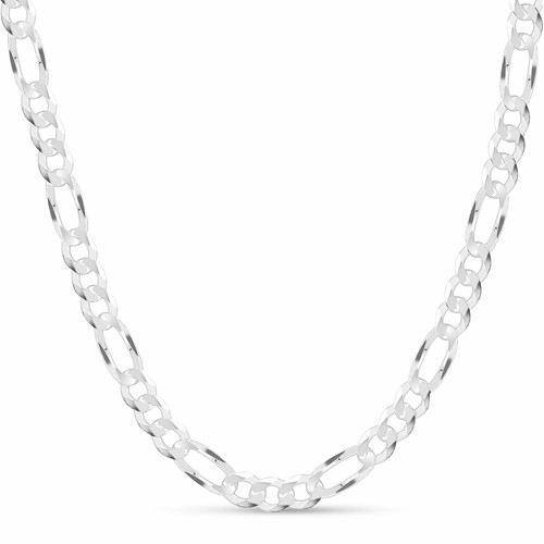 Thick Men's Solid Sterling Silver Figaro Chain Necklace Bracelet Anklet - ITALY - 第 11/17 張圖片