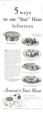 1929 Armour's Star Canned Ham Vintage Print Ad 5 Ways To Use For Leftovers