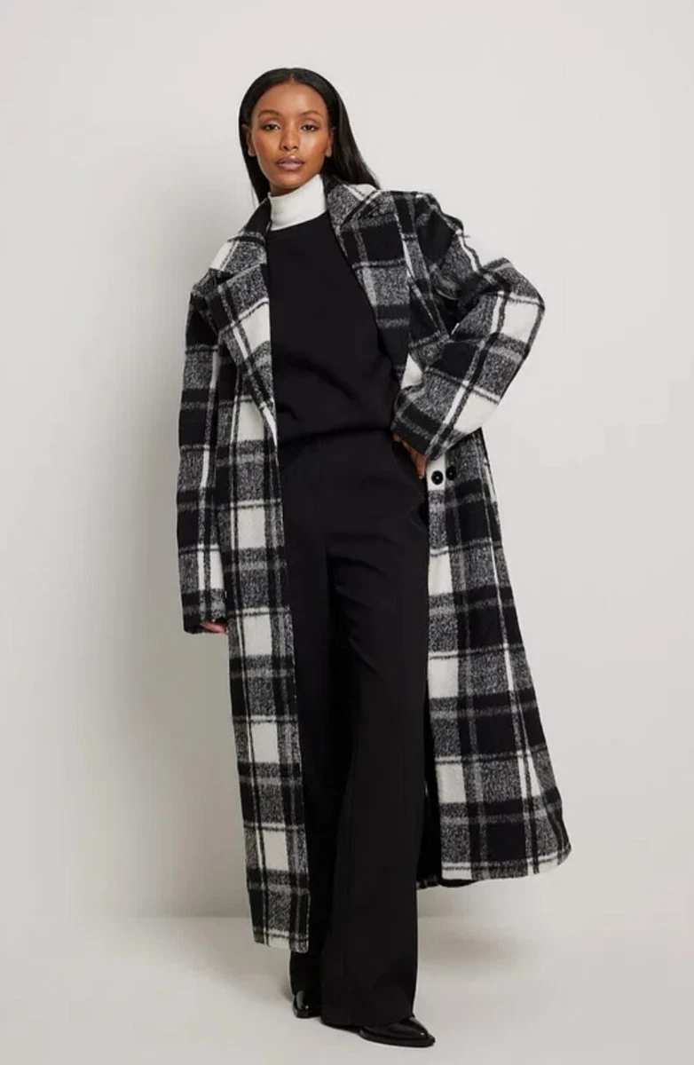 Long checked coat cheap