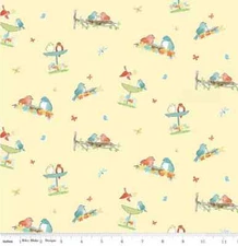 1/4 Yard 9”x42” Riley Blake "Happy At Home" Vignettes Lemon Yellow Birds Cotton