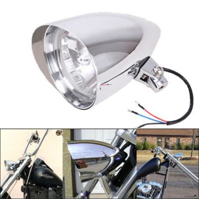 Custom Motorcycle Visor Bullet Headlight Lamp Chrome For Harley Bobber Chopper