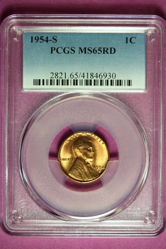 1954 S PCGS MS65 RD Lincoln Wheat Cent #B43693