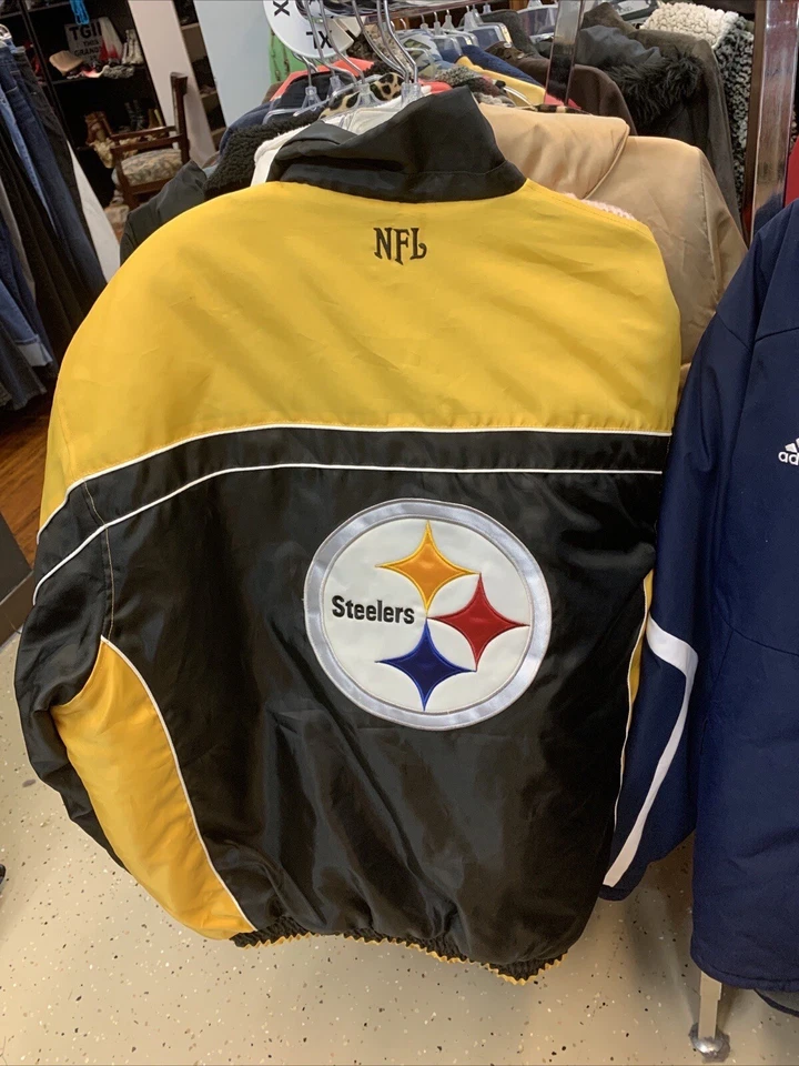 Vintage Pittsburgh Steelers NFL Jacket Coat LARGE L NICE Football Coat Bomber - Image 3 of 4