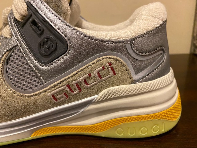 Gucci Ultrapace Leather Sneakers Grey/Silver/Neon Size 5/35  display picture 1