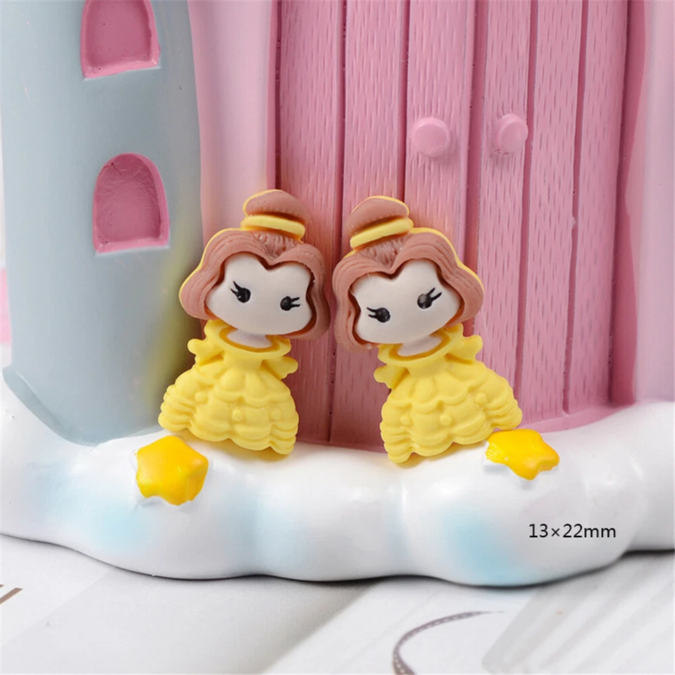 10 Mix Mini Princesses Resin Embellishments Cartoon Girls Flatback Art Decor 2cm - Image 3 of 4