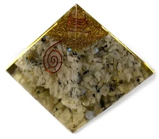 Huge 95mm Rainbow Moonstone Orgonite Orgone Pyramid Energy Reiki Heal Generator