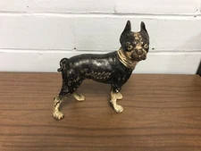 LARGE ANTIQUE HEAVY CAST IRON BOSTON TERRIER BULLDOG DOG DOORSTOP