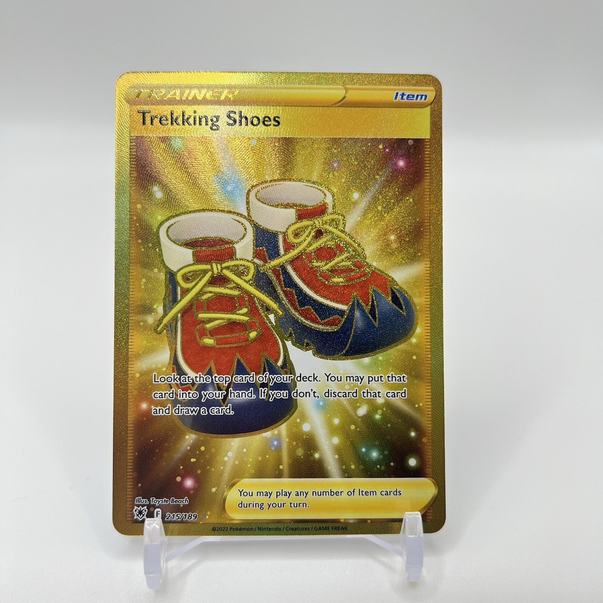 gold trekking shoes pokemon card All Pokmon cards You may put that card into your hand Pokemon Karte Trekkingschuhe aus Astralglanz