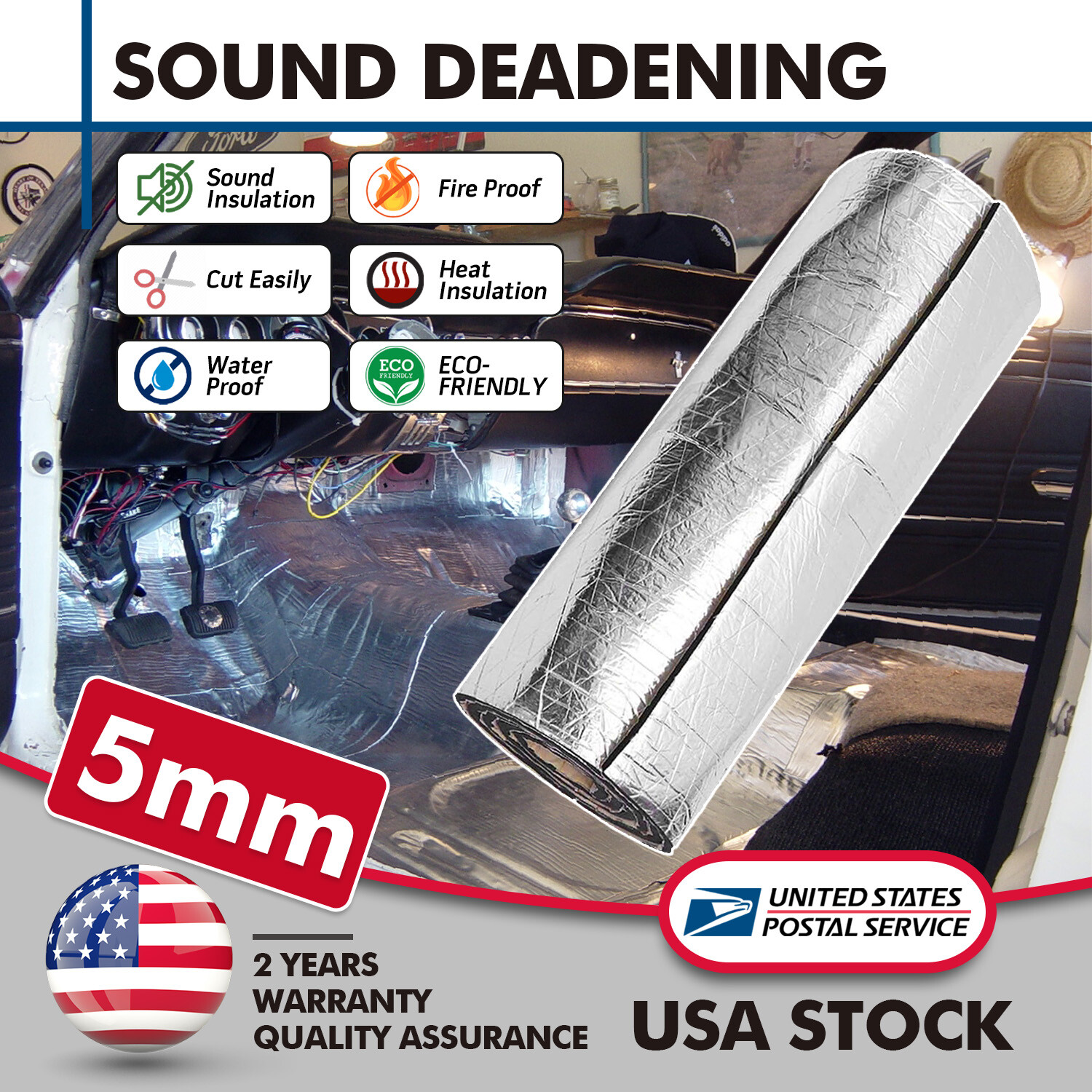 Self-adhesive Sound Deadener Heat Shield Car Hood Floor Insulation Mat 6.72sqm