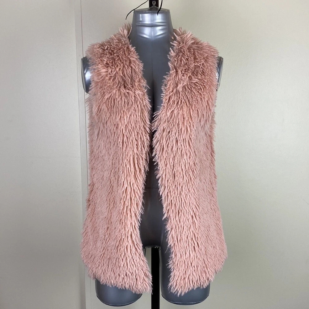 Pink Faux fur vest open front maximalist oversized outerwear