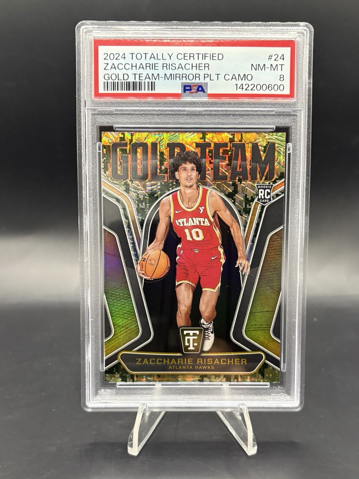 2024 Totally Certified Gold Team Zaccharie Risacher #24 PLT Mirror Camo /25 RC