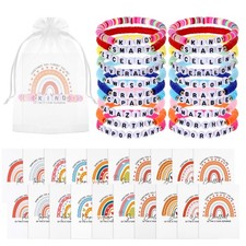 20pcs Friendship Bracelets Wristband Motivational Gifts Set, Rainbow Clay Beaded