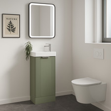 Nuie Deco 400mm Satin Green Compact Vanity Unit with Basin