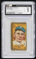 1911 T205 Polar Bear Back Zack Wheat Zach Wheat CGC 1 HOF n8a