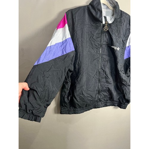 Vintage Adolfo Sport Jacket Windbreaker 80's 90's Sz L Y2K Retro Winter Black - Picture 7 of 12