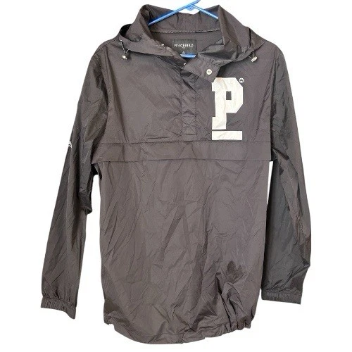 Peacebird Men Hoodie Windbreaker Jacket Half Zip Size Medium Black Lightweight