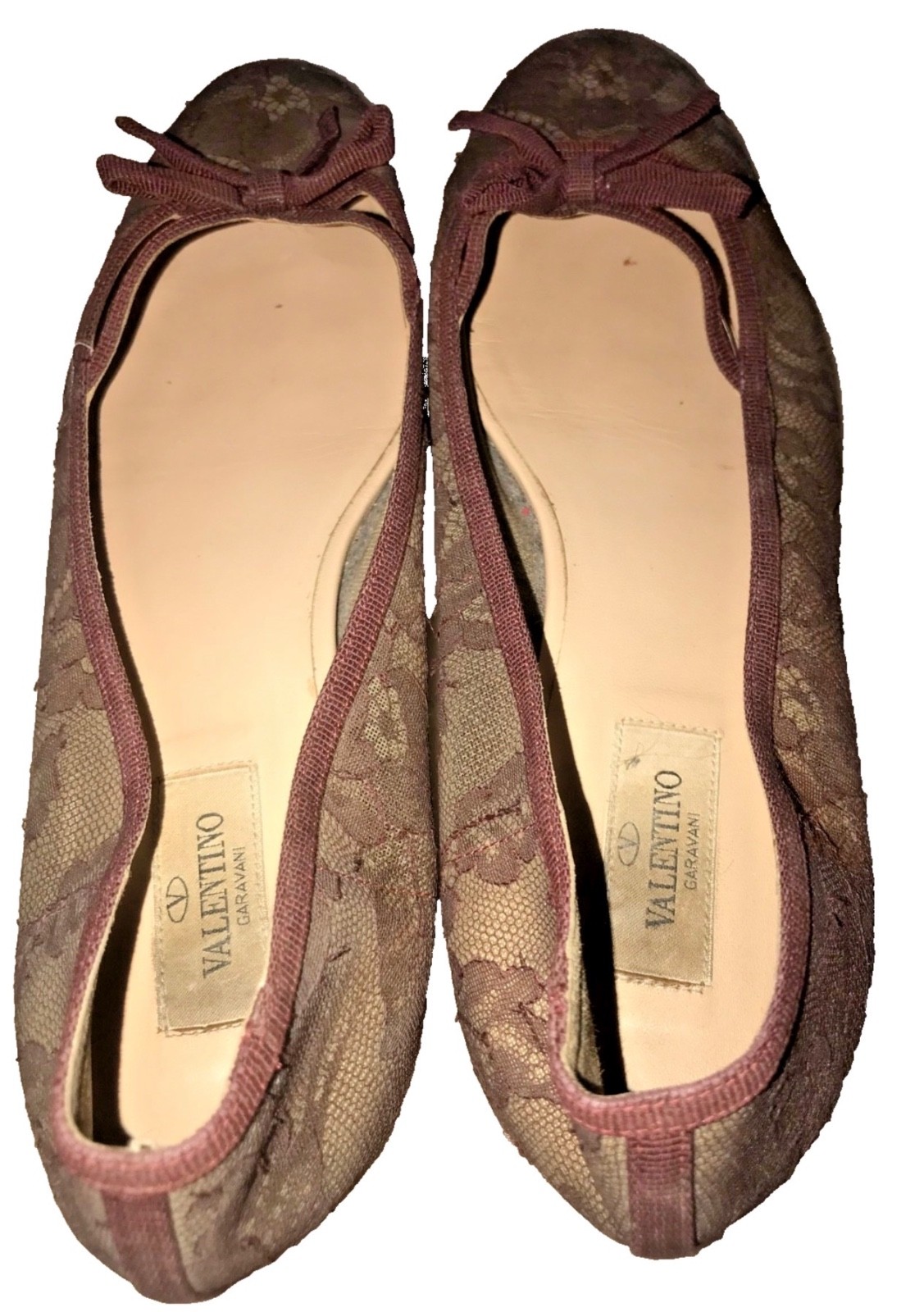 Valentino Garavani  Lace Pattern Ballet Flats - Burgundy Flats, Shoes  SZ 39 thumbnail 2
