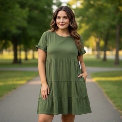 Karl Lagerfeld Paris Women's T-Shirt Dress Classic Casual, Size XL, Olive Green