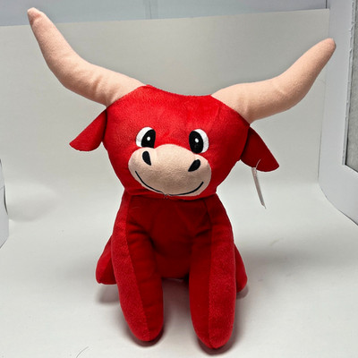 Goffa Plush Red Bull Stuffed Animal   8'' with Tags