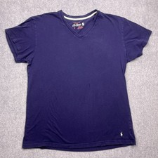 Ralph Lauren V-Neck T-Shirt Mens L Blue Short Sleeve Pony Tee