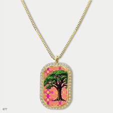 Amazing Colorful Tree of Life Pendant Necklace Chain Photo Dog Tag Chain Gift De